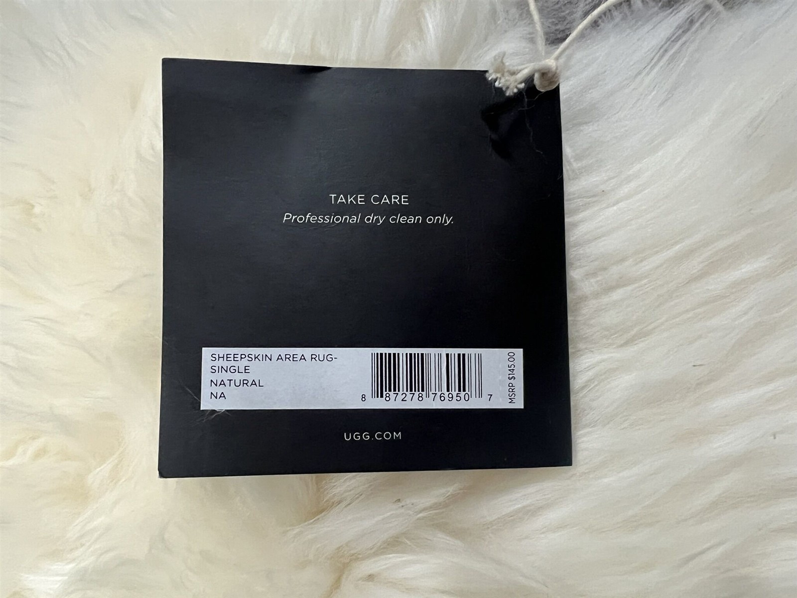 UGG Australia Home Sheepskin Area Rug Natural Double 2' x 3' Fur Rug *NEW*