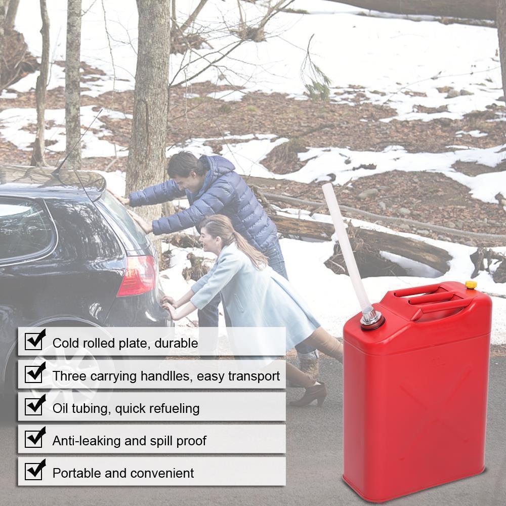5 Gallon Large Capacity 20L Gas Gasoline Can Fuel Backup Metal Steel Tank Red
