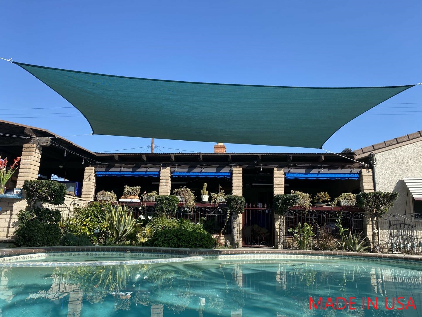 Green Curved Rectangular Sun Shade Sail UV Blocking Outdoor Canopy Awning Patio