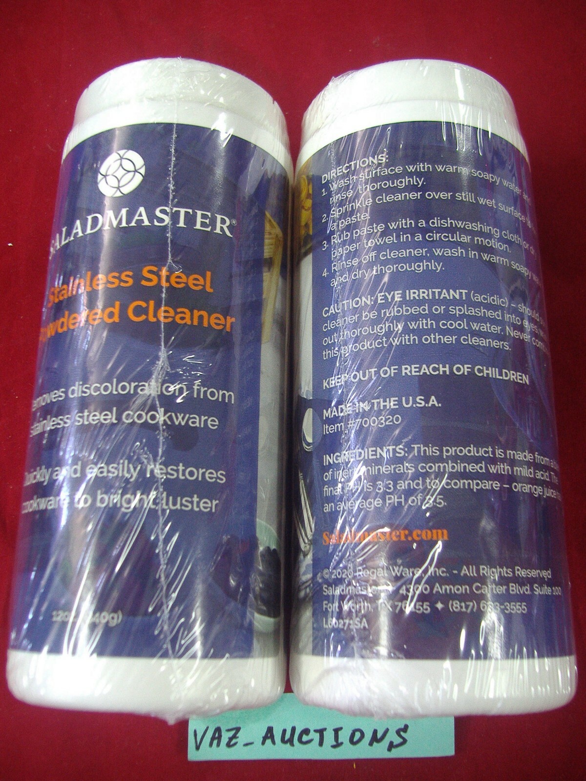 2 X Saladmaster Salad Master Stainless Steel Cookware Cleaner/Polisher 12oz=NEW=