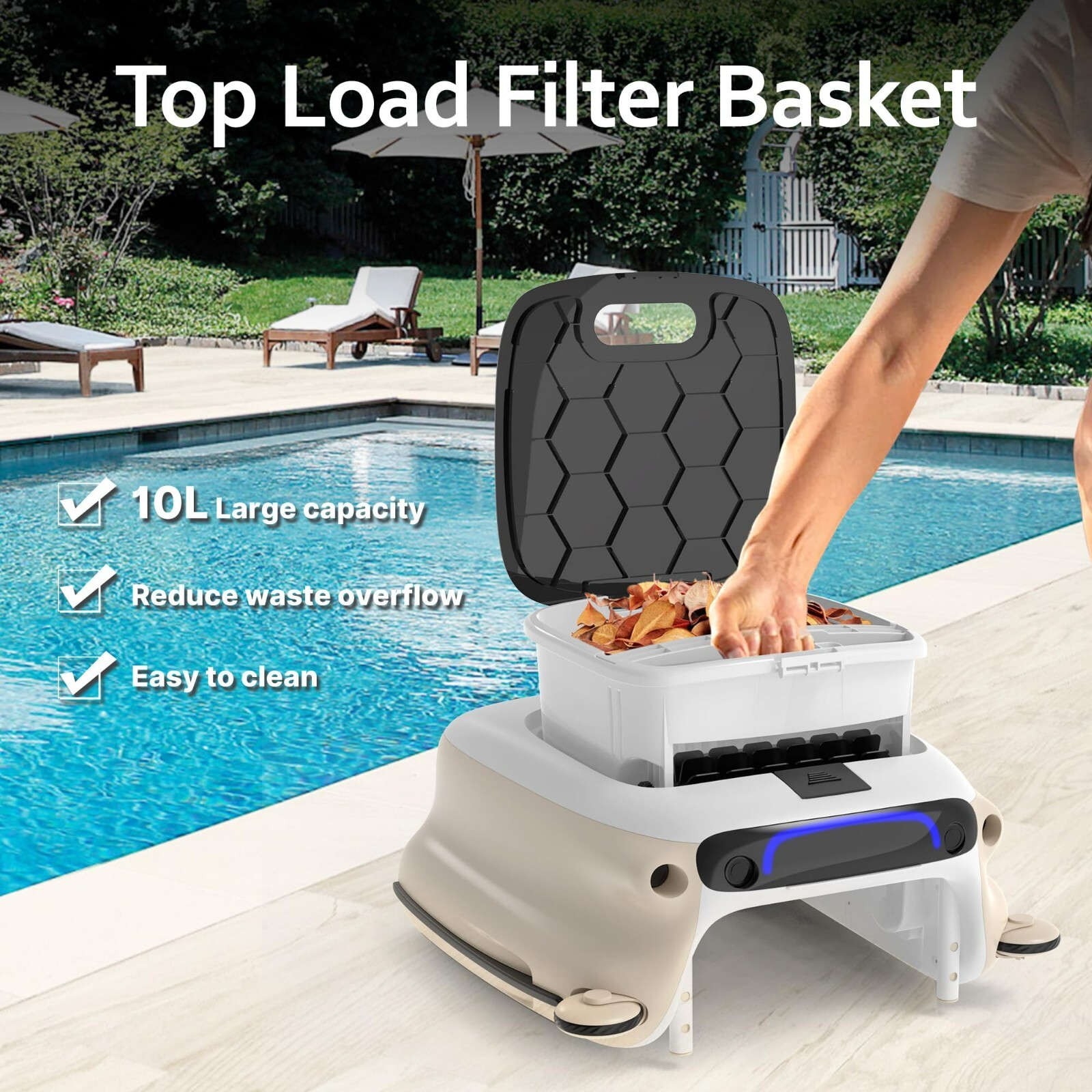 POOLPURE Pool Skimmer Robot, Remote Control Pool Surface Skimmer, Automatic