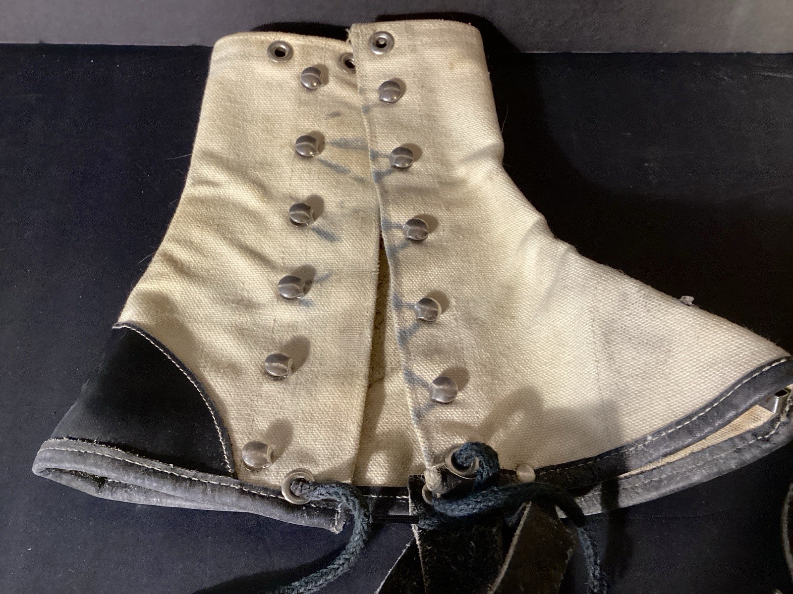 Original Antique Leather Spats With Hearts & Straps