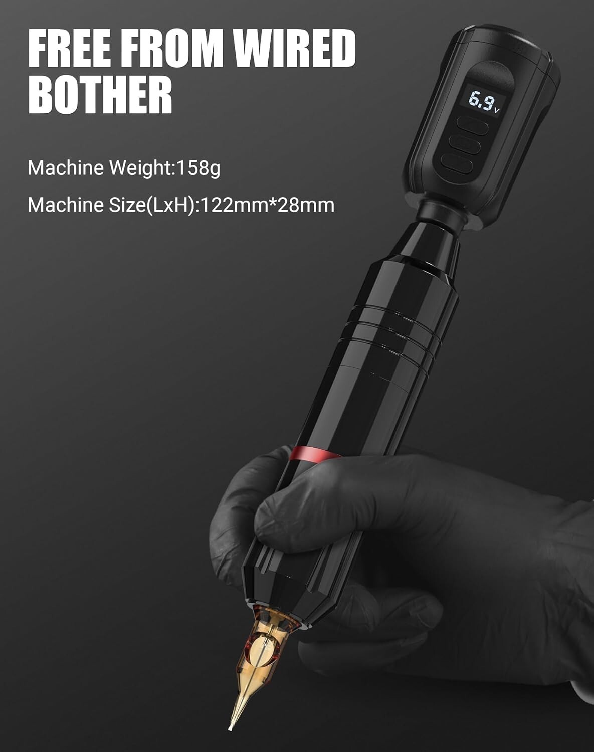 Kit de tatuaje: Máquina de tatuaje inalámbrica completa, 2 baterías, 20 agujas