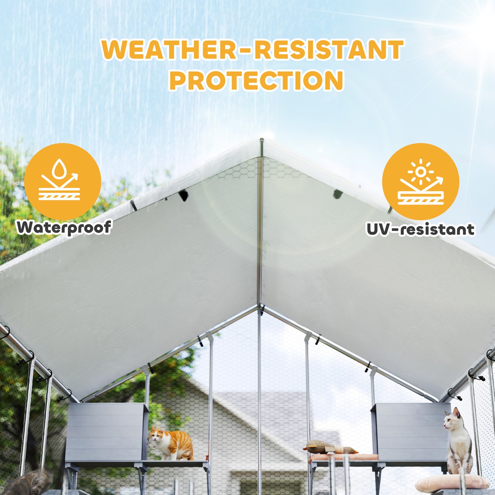 94.5" Extra Large Catio, Outdoor Cat Enclosure with Waterproof Cover