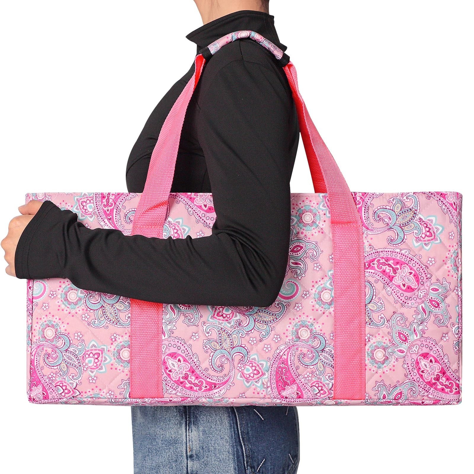Empty Mahjong Bag,Thickened Pink Printed American Mahjong Game Set, Tiles Bag...