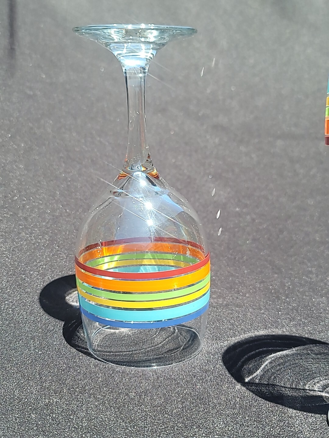 Set of 4 Vintage Libbey Mambo Fiesta Striped Summer Wine Glasses Goblet Rainbow