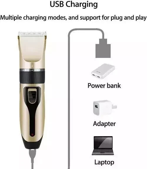 Dog Cat Pet Grooming Kit Rechargeable Cordless Electric Hair Clipper Trimmer Set