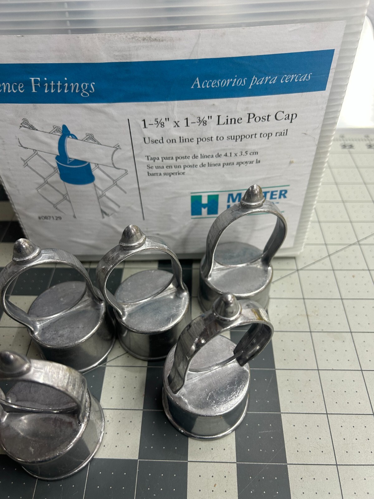 5-pack lot Master Halco Chain Link Line Post Loop Caps Eye Top 1-5/8'' x 1-3/8''