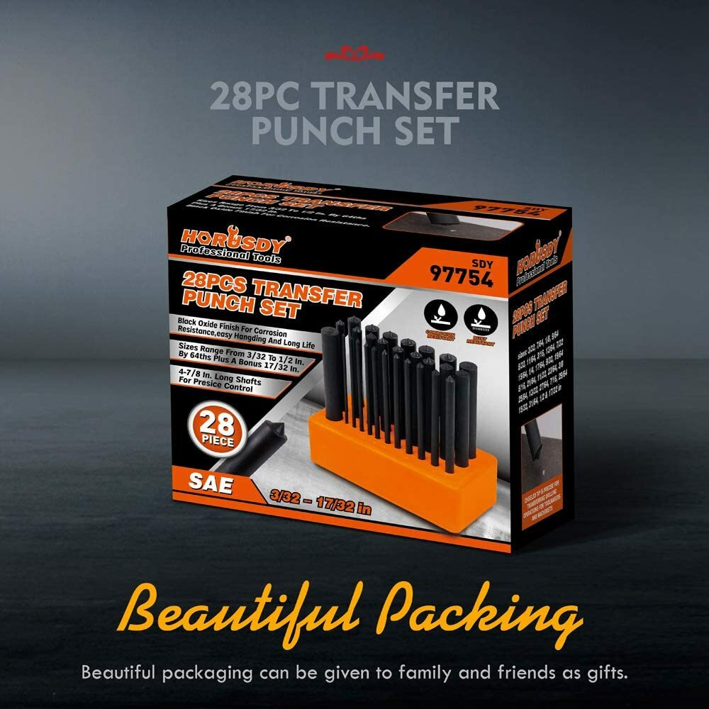 28 Pcs Transfer Punch Set Machinist Tools Punches Steel Machinist Thread Tool