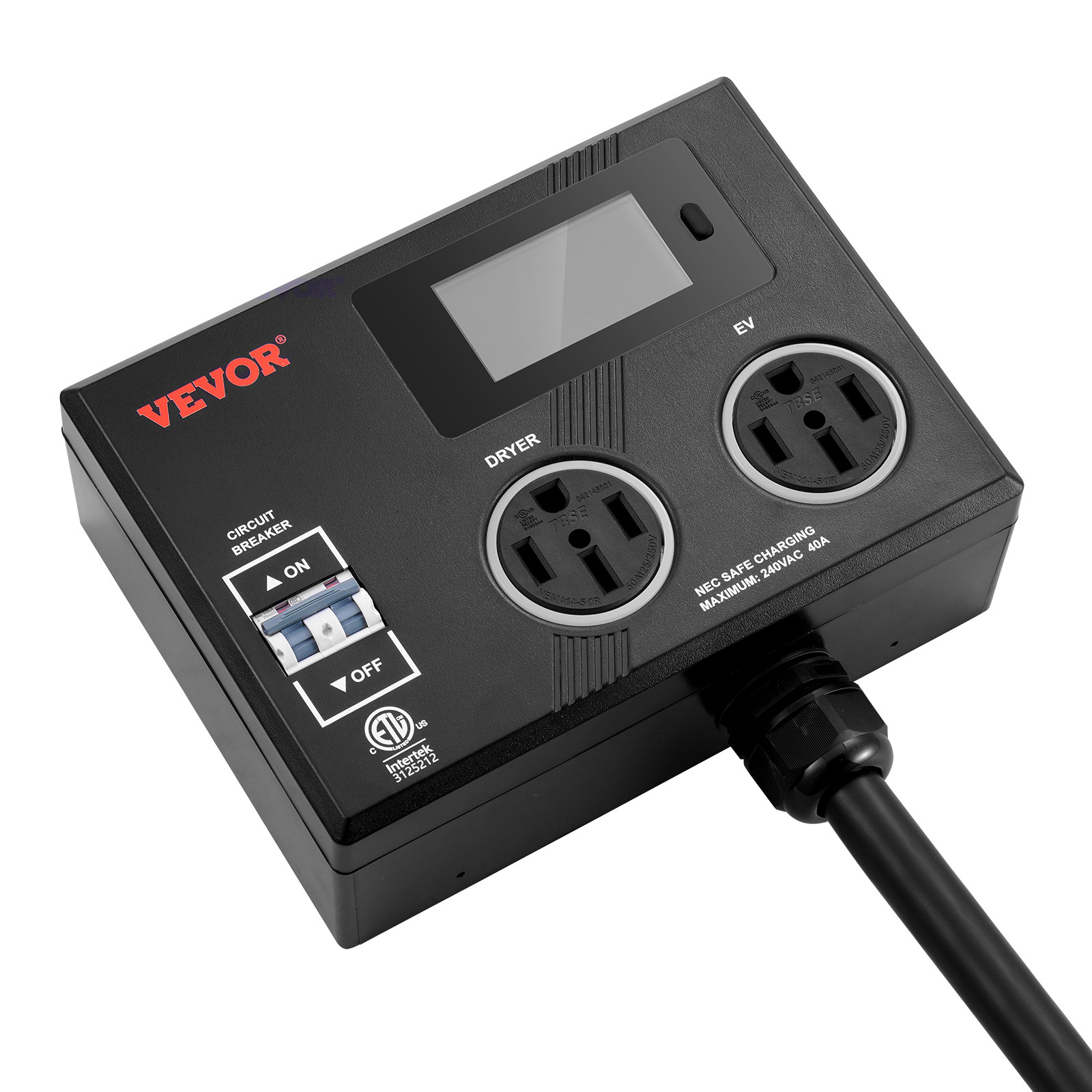 VEVOR NEMA Splitter for Dryer and EV NEMA 14-50P 2x 14-50R 3.4'' LCD Screen ETL