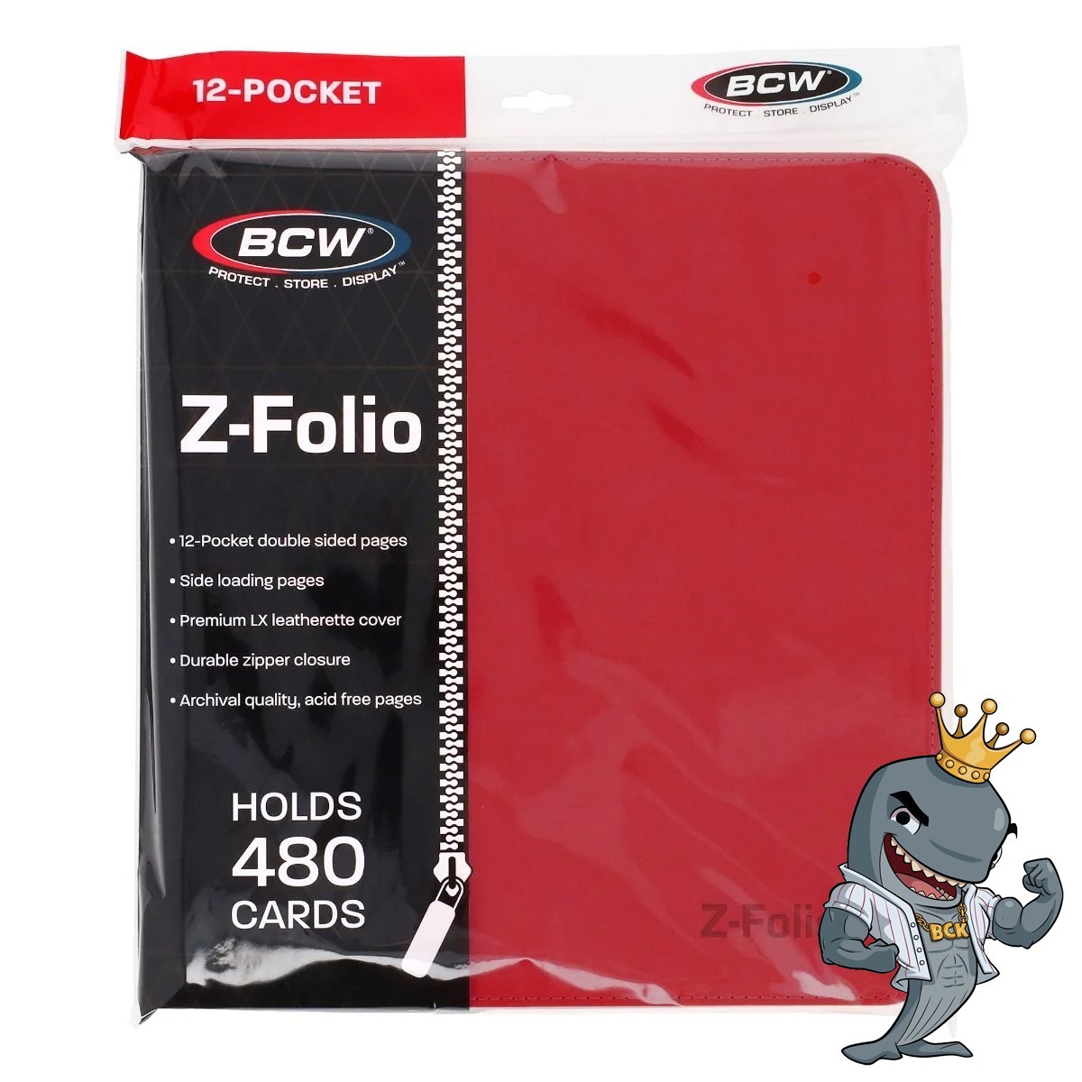BCW Z-Folio 12-Pocket ZIPPER Album - Red - FREE SHIP