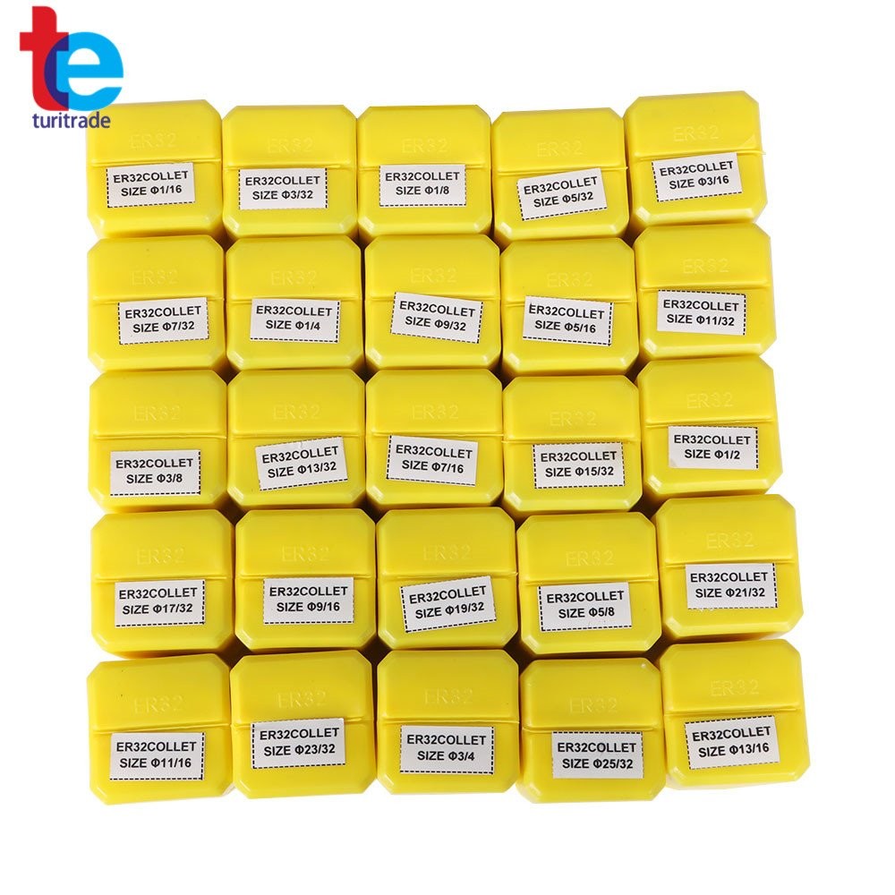 25 Pack Collet Set ER32 Collet Chuck 1/16 inch-3/4 inch Holder Spring Collet Set