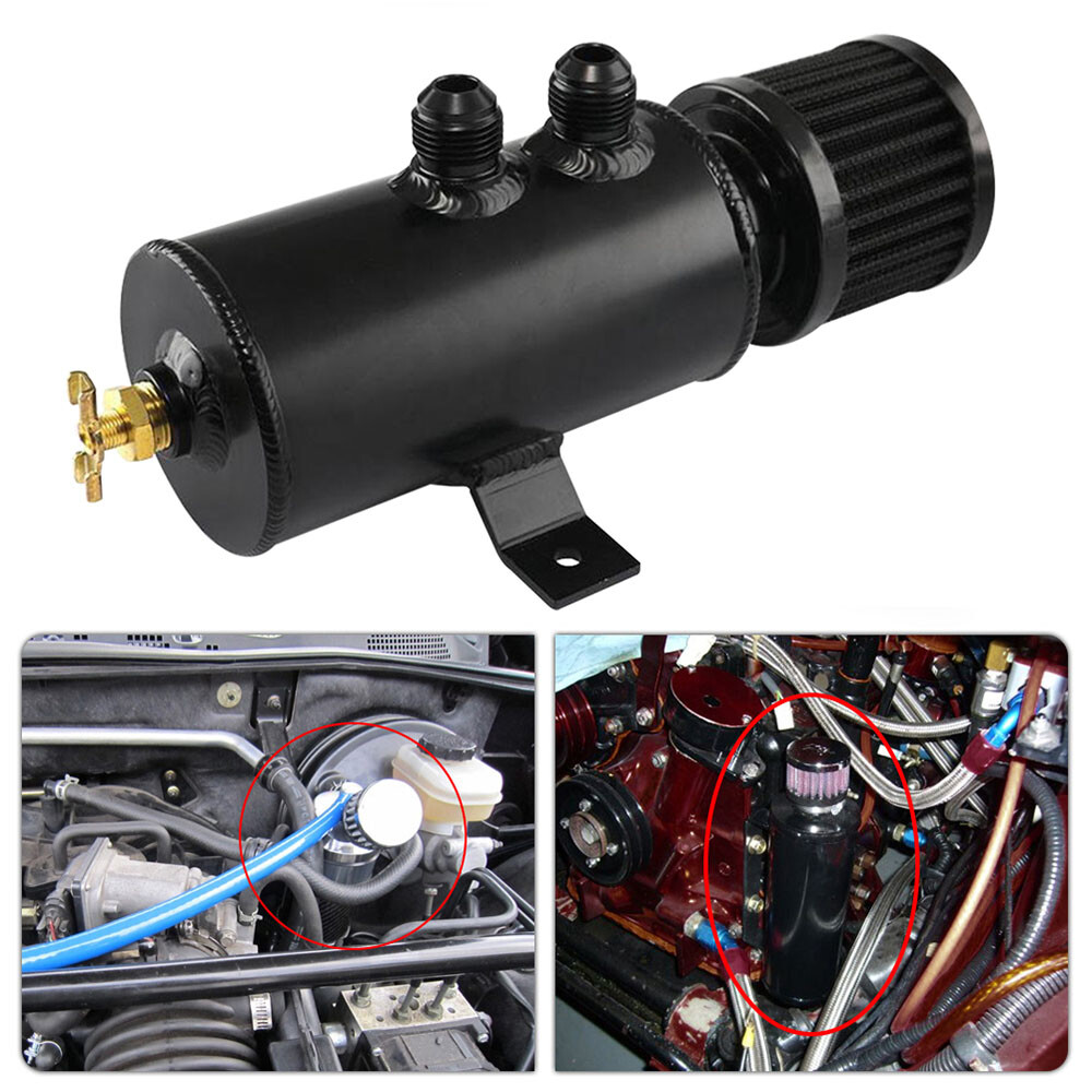 Universal Oil Catch Can Kit Reservoir Baffled Tank with Breather Filter Aluminum