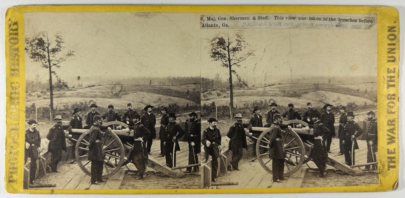 RARE Albumen Print Stereoview of William T Sherman & His Staff at Battle Atlanta