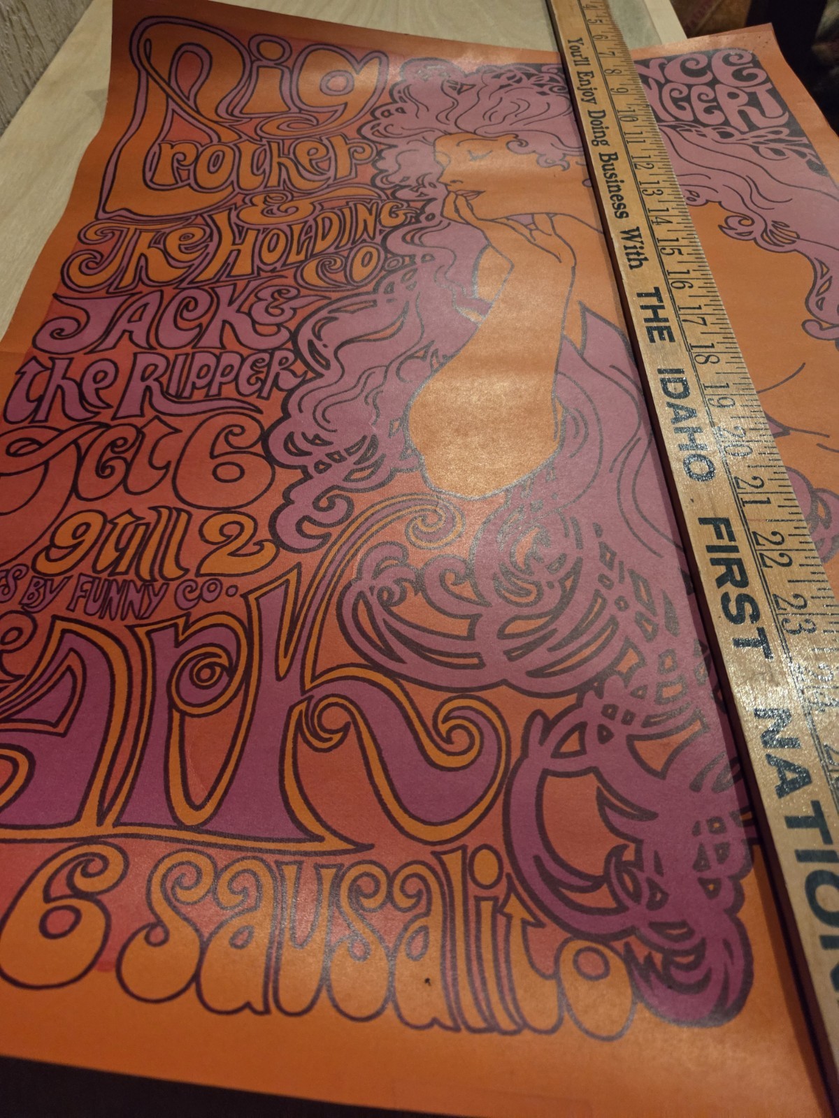 Big Brother Janis Ark Sausalito Poster AOR 2.309 1967 2nd Print RP-2 BG FD