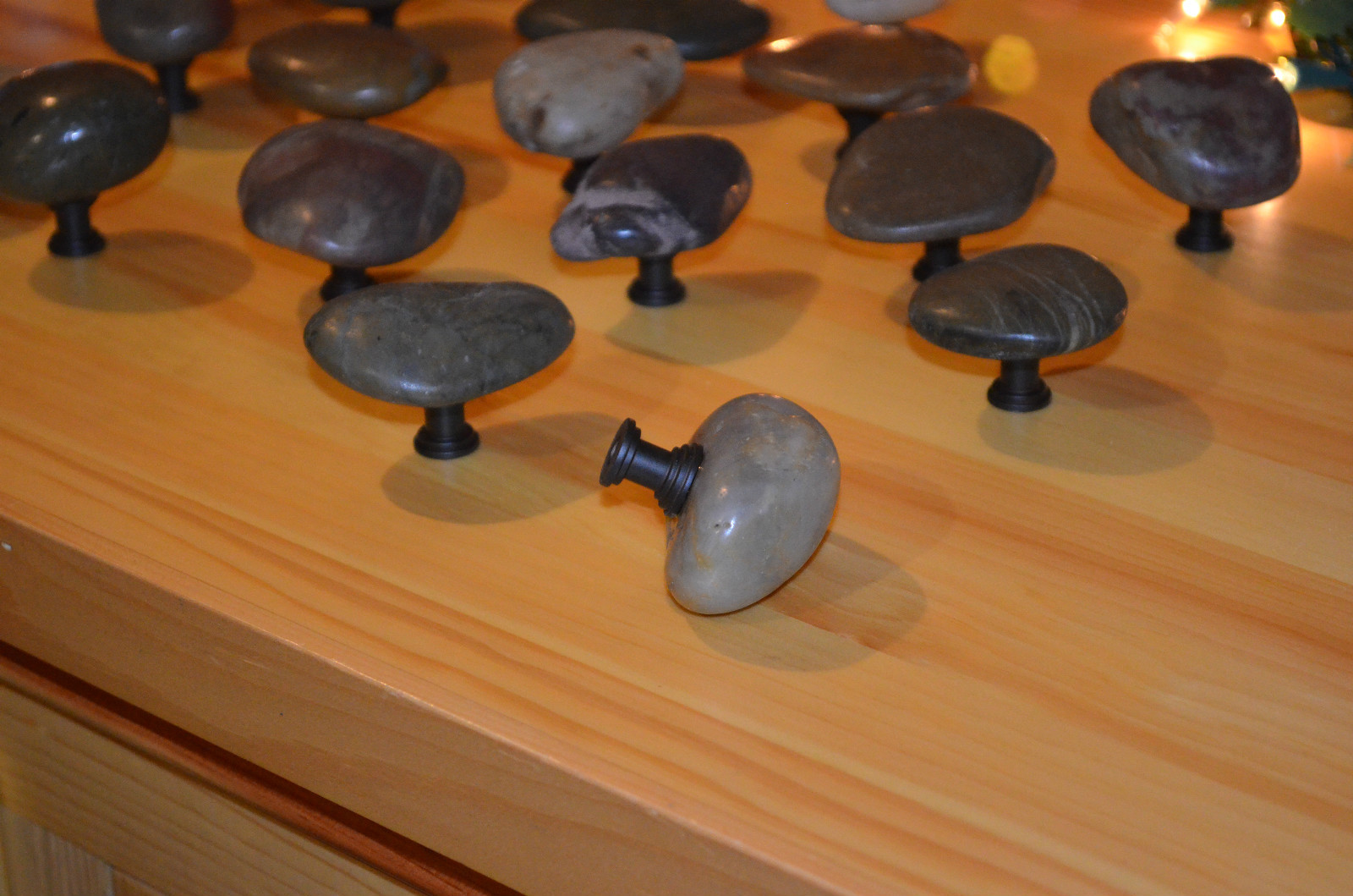 River Rock Cabinet Knobs Pull Handles Stone Rustic