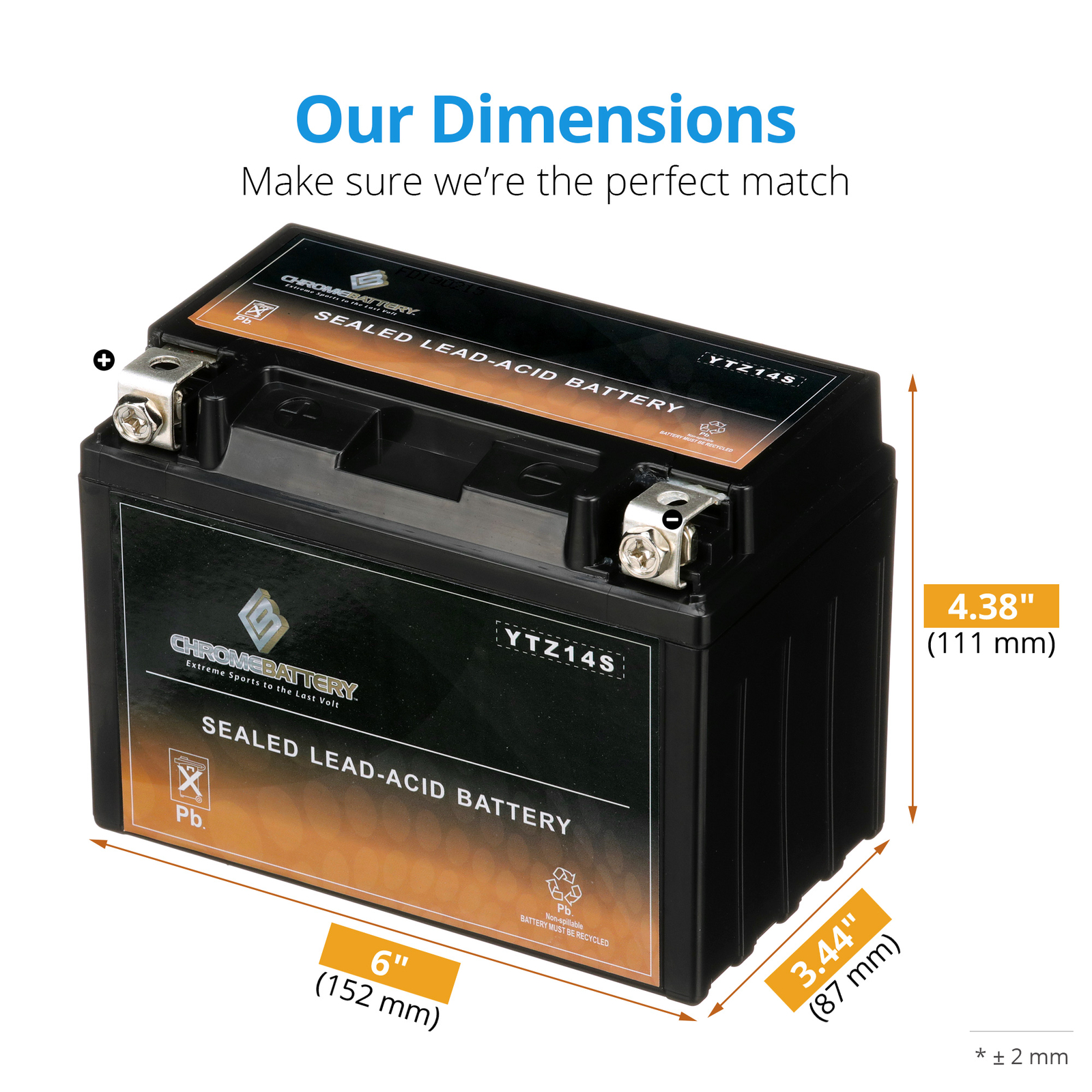 YTZ14S-BS High Performance Rechargeable Power Sports Battery