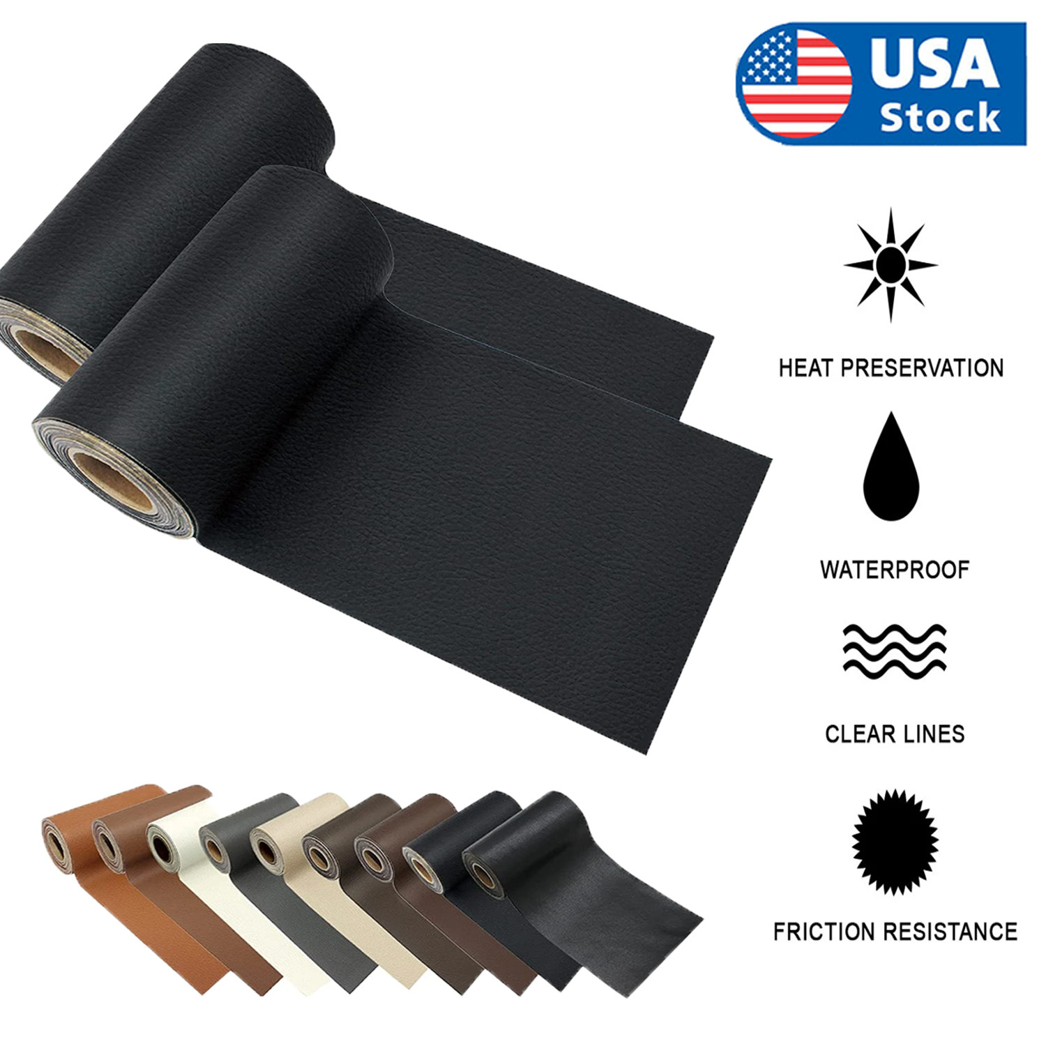Self Adhesive Vinyl Faux Leather Fabric Repair Patch Kit for Car seat Sofas