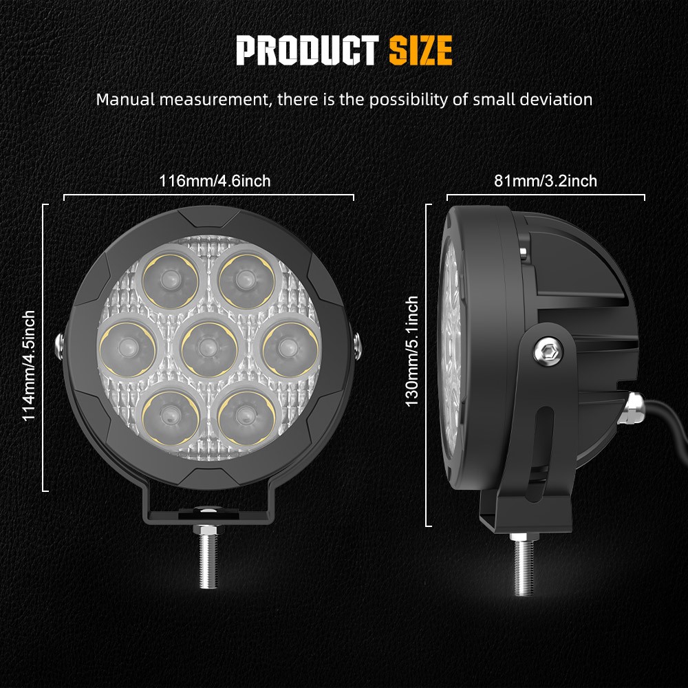 Pair Motorcycle LED Headlight Amber White Auxiliary Spot Lights Driving Fog Lamp