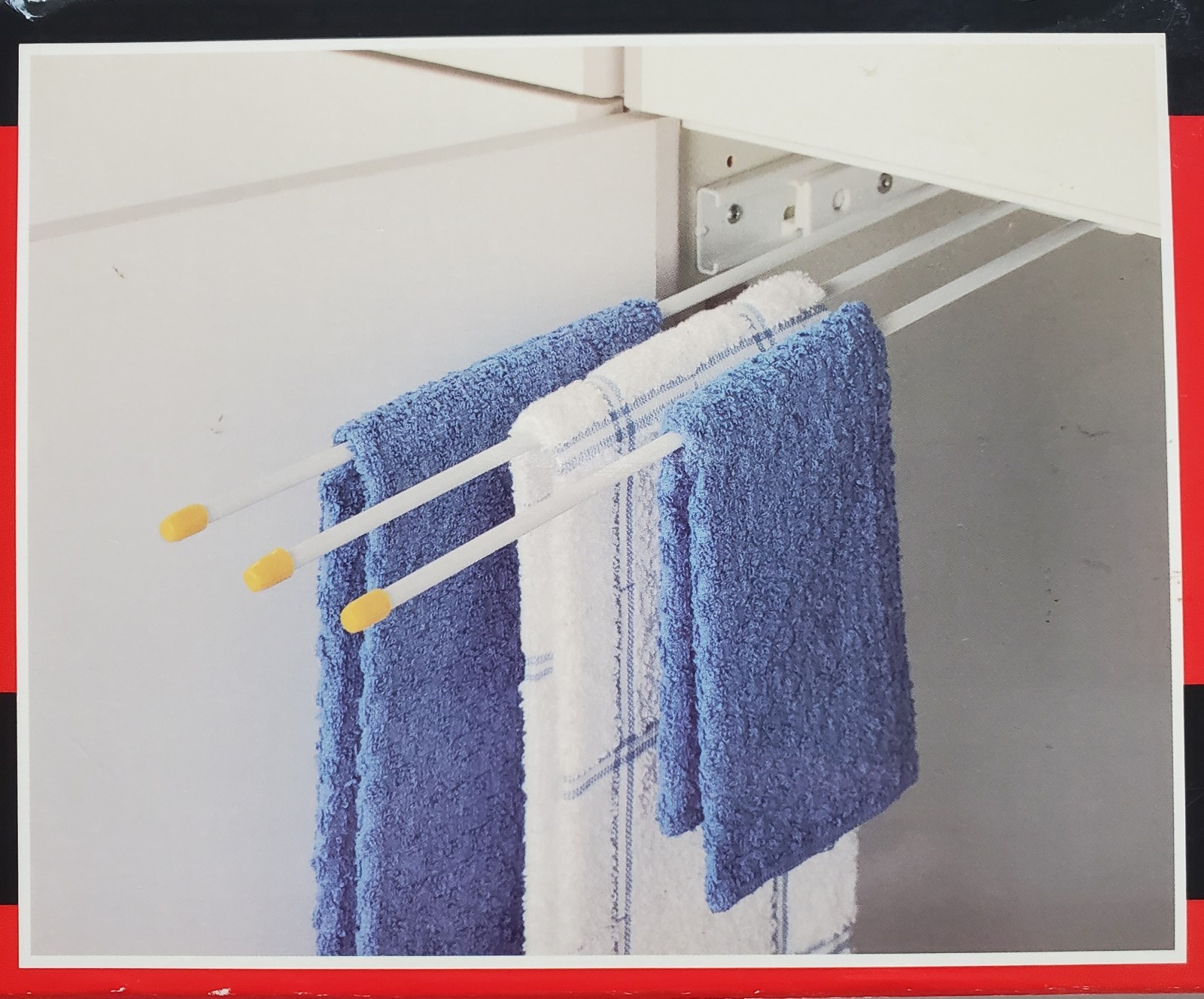 Vintage Rev-A-Shelf Pull Out Sliding Towel Rack 3 Bar White Kitchen Bath Laundry