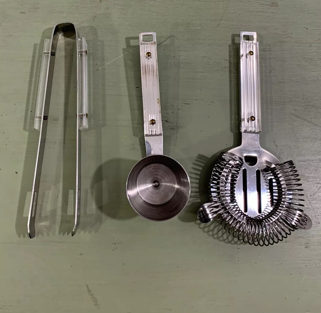 Vintage Bar Set Mid Century Modern Lucite