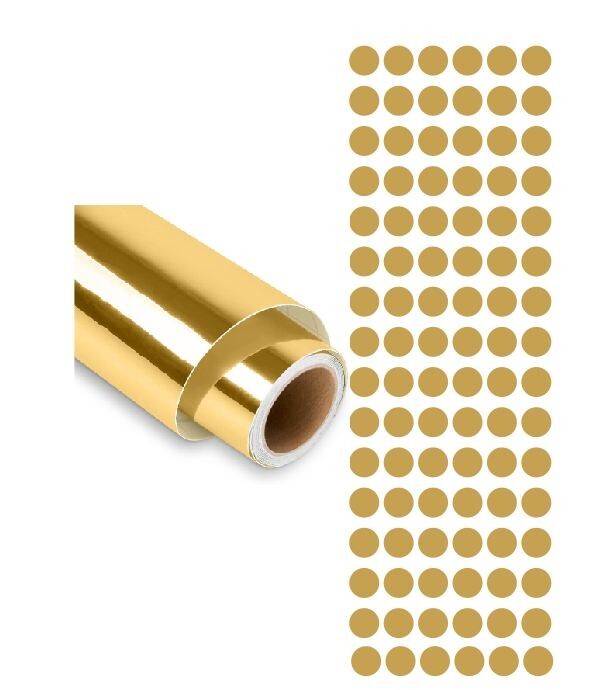 3/8" Dots Round Vinyl Color Code Inventory Label Dot Stickers Chrome Gold