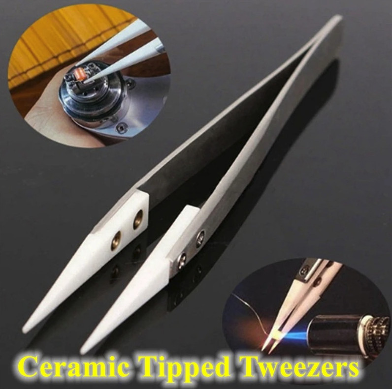 1pc Ceramic Tip Stainless Steel Tweezers: Heat-Resistant Fine Point Tool - NEW