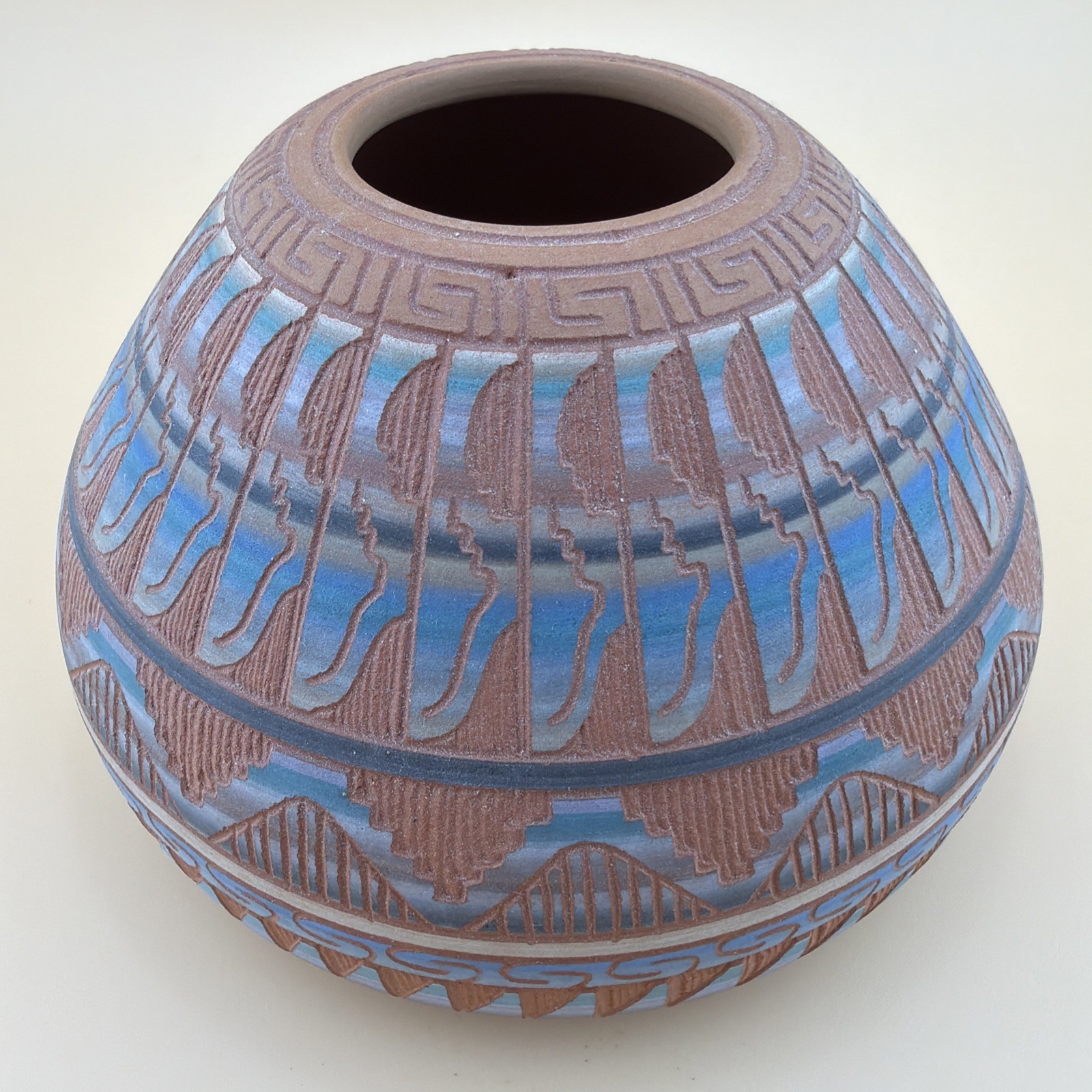 Etched Pottery Vase - Navajo Native American Signed Ferguson Whitegoat