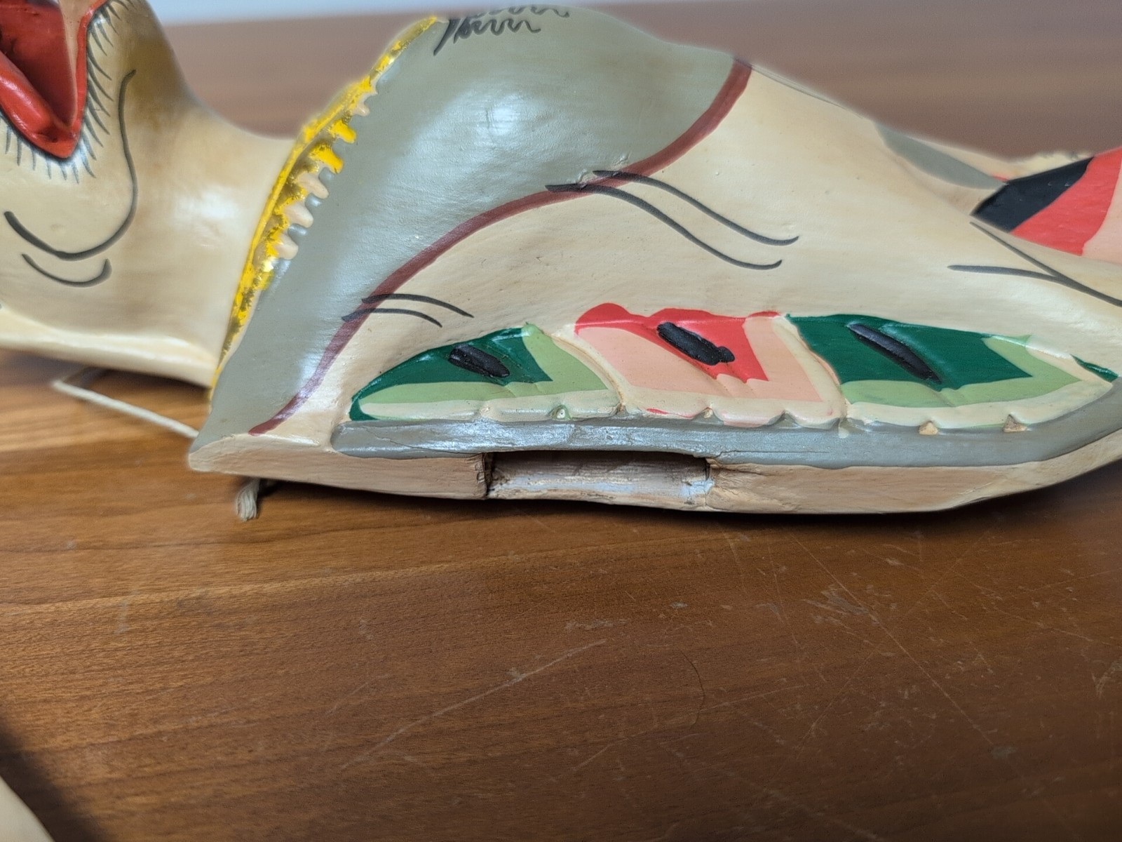 Vintage Flying Bat Mobile Balinese Spirit Chaser Hand Carved Wood Folk Art 18"