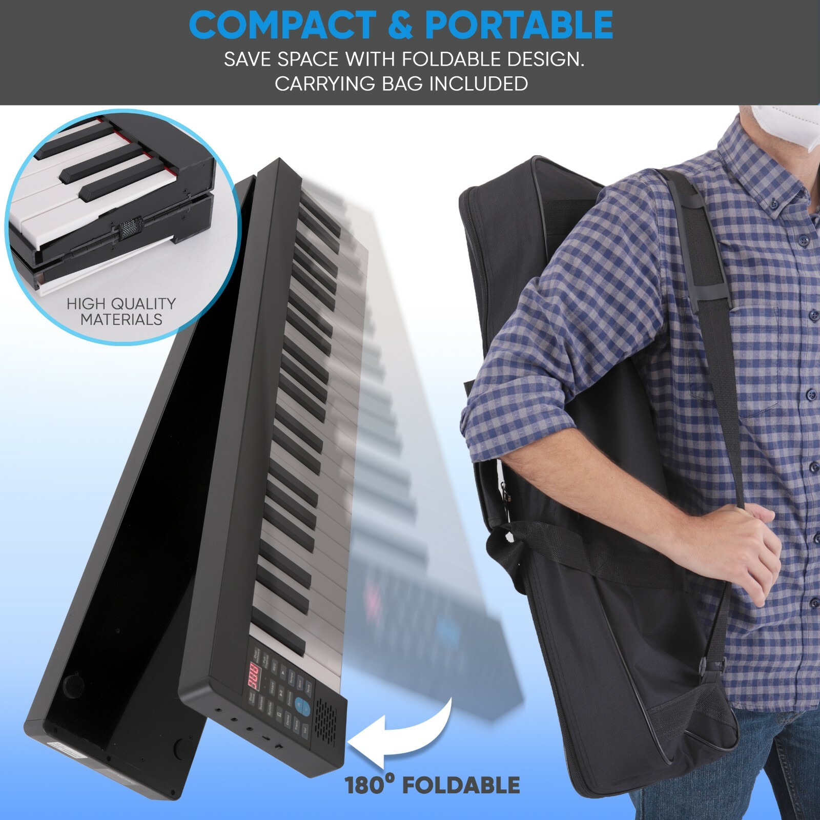 Pyle Portable and Foldable Electronic Piano Keyboard with 88 Standard Keys