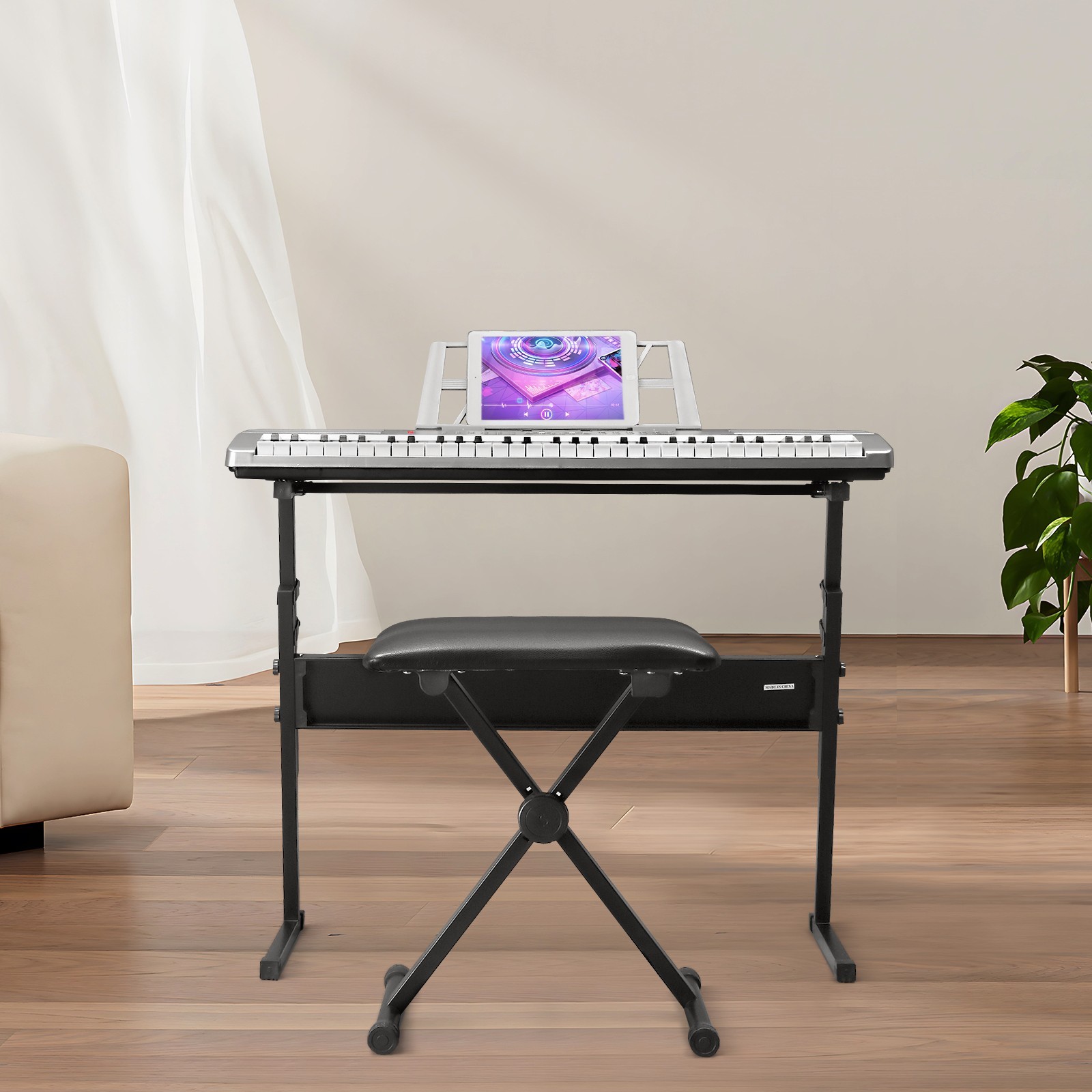 Used Electric Piano Keyboard with USB MIDI, Stand, Bench, Mic