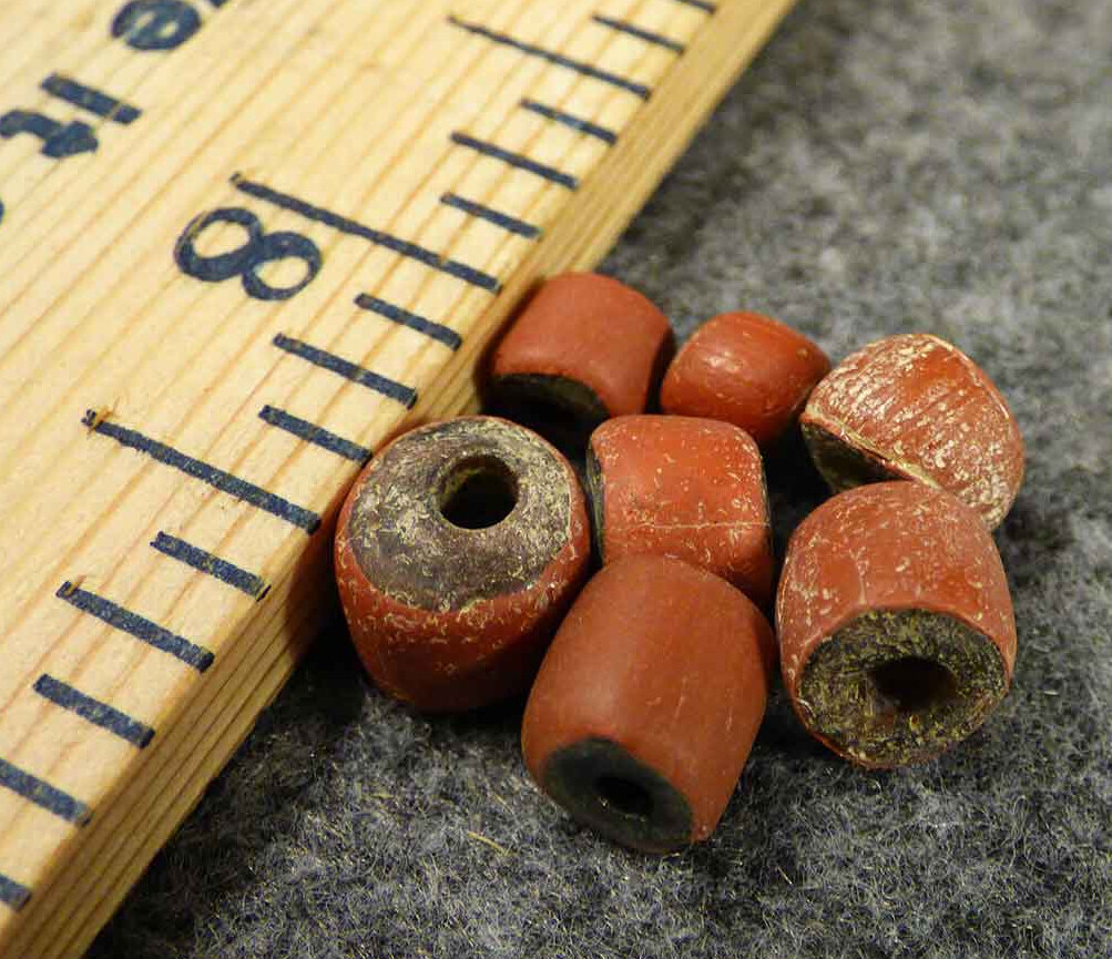 7 Huron Indian Hudson's Bay Company Trade Beads Green Hearts Trade Beads 1700's