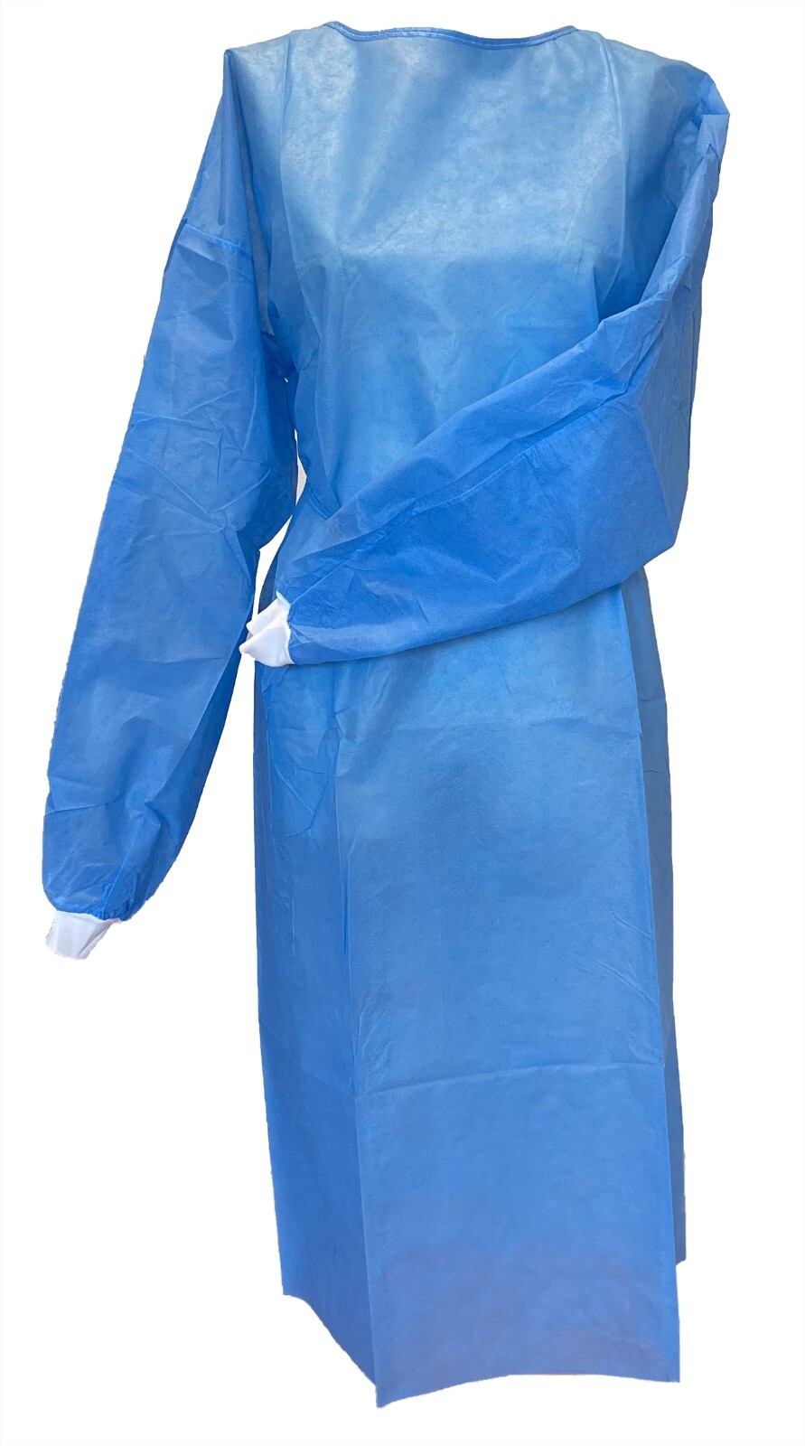 Isolation Gown SMS Knit Cuff Disposable Medical/Dental,30gsm, Blue (100 pcs)
