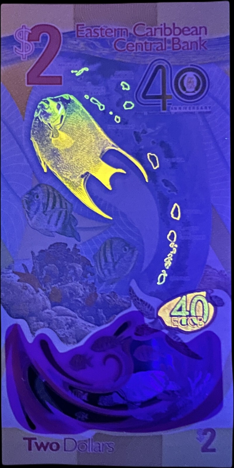 *US SELLER* 2024 East Caribbean 2 Dollars 40th P 61 Polymer AA Prefix UNC