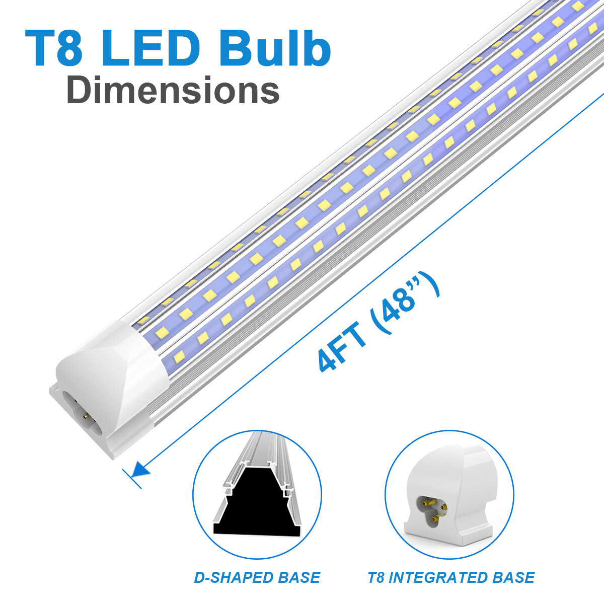 T8 LED Tube Light Bulbs 4FT 60W 8FT 120W 8 FT LED Shop Light Fixture 5000K~6500K