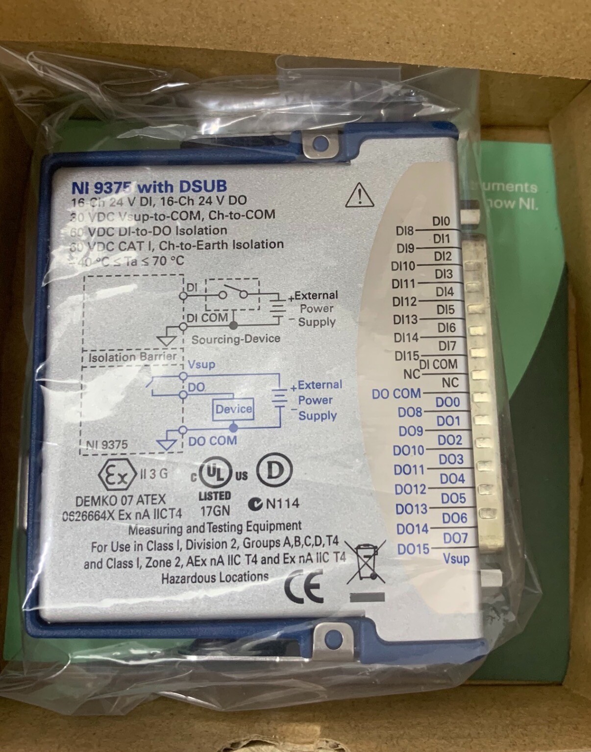 New In Box NATIONAL INSTRUMENTS NI-9375 Digital Input / Output Module
