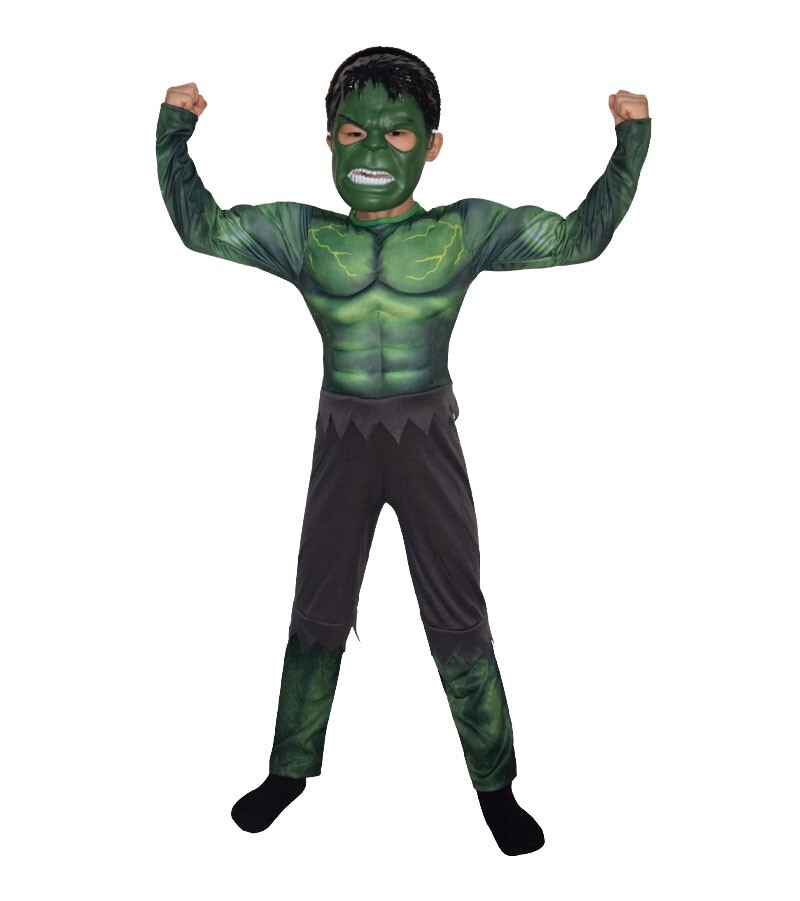 Boys Hulk Muscle Avengers Costume Fancy Dress Outfit New