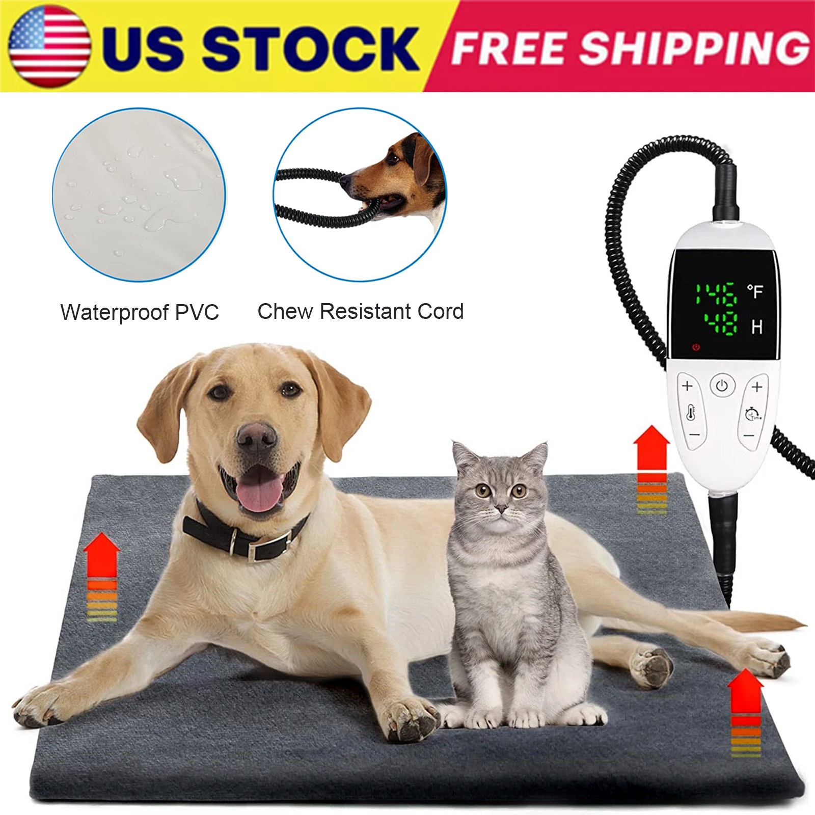 Large Pet Heating Pad Electric Blanket Waterproof Mat Warmer Washable Dog Cats
