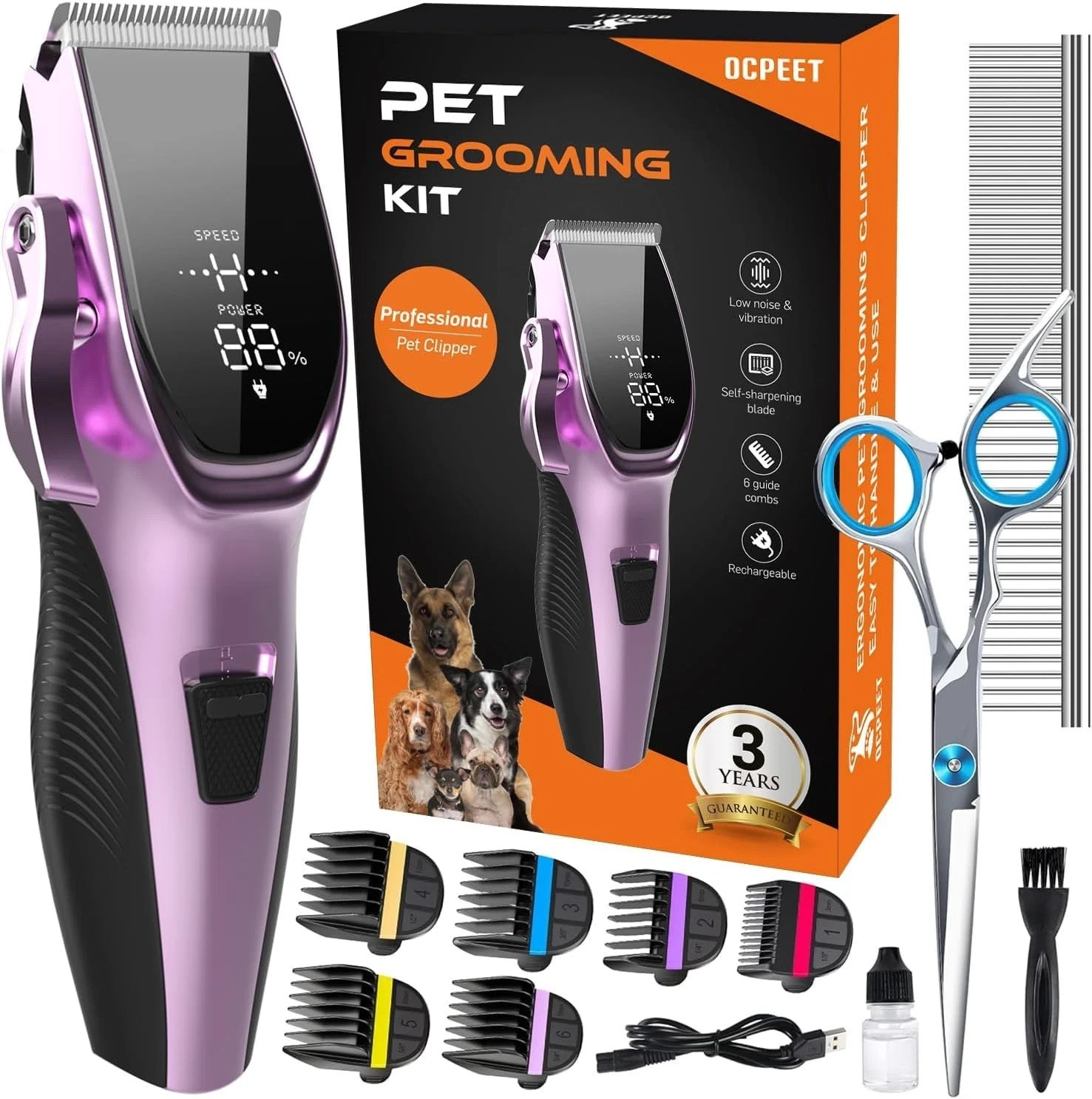 Professional PET CLIPPERS Dog Grooming Kit Heavy Duty Trimmer Thick Hair US
