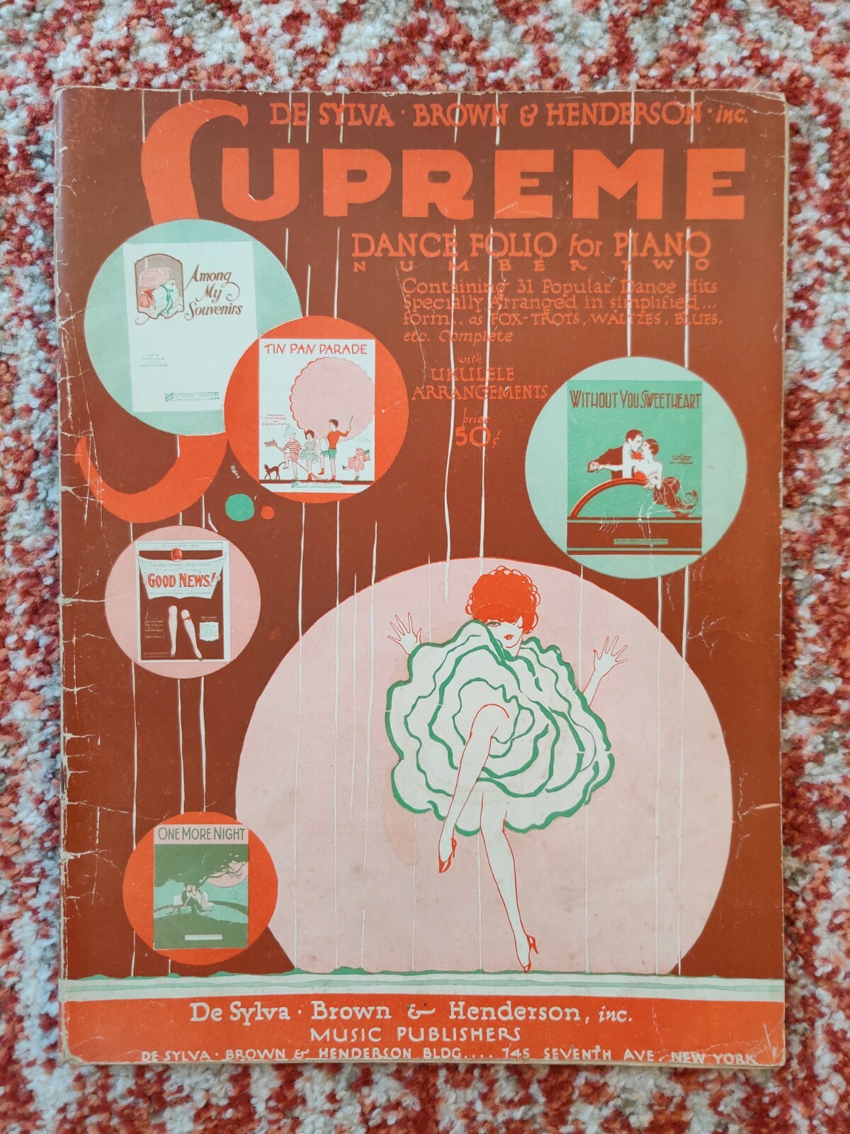 1927 Supreme Dance Folio for Piano No 2 Ukulele Arrangement Sheet Music Vintage