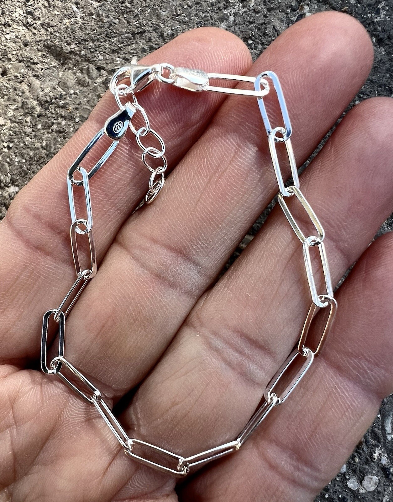 NEW $128 Sundance 7-8" Adjust. Sterling Silver Italy Paperclip 925 Link Bracelet