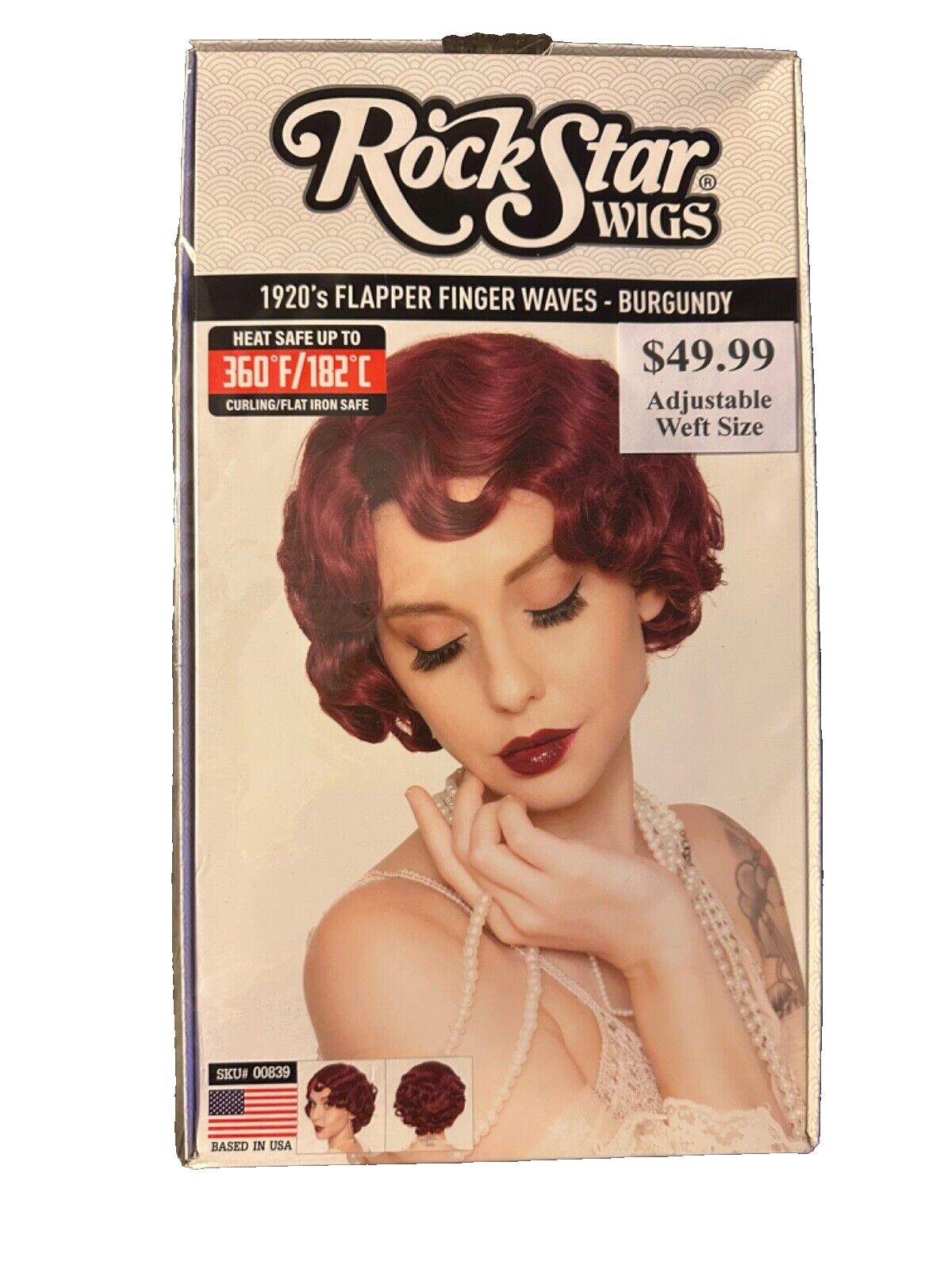 Rockstar Cosplay Fake Flapper Finger Waves Burgundy Hair Wig Halloween Costume
