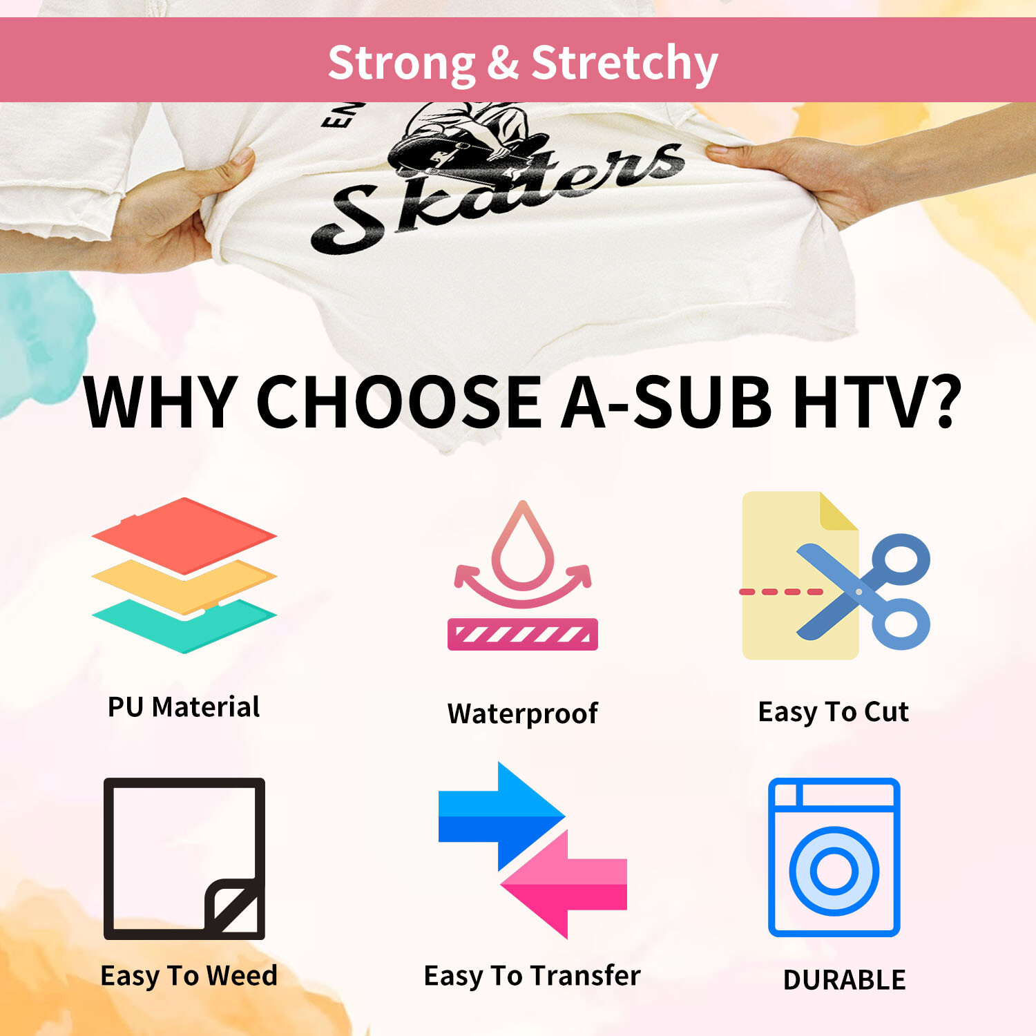 A-SUB Sublimation HTV for Light Cotton 12"x10FT-30FT Clear Matte HTV Vinyl Roll