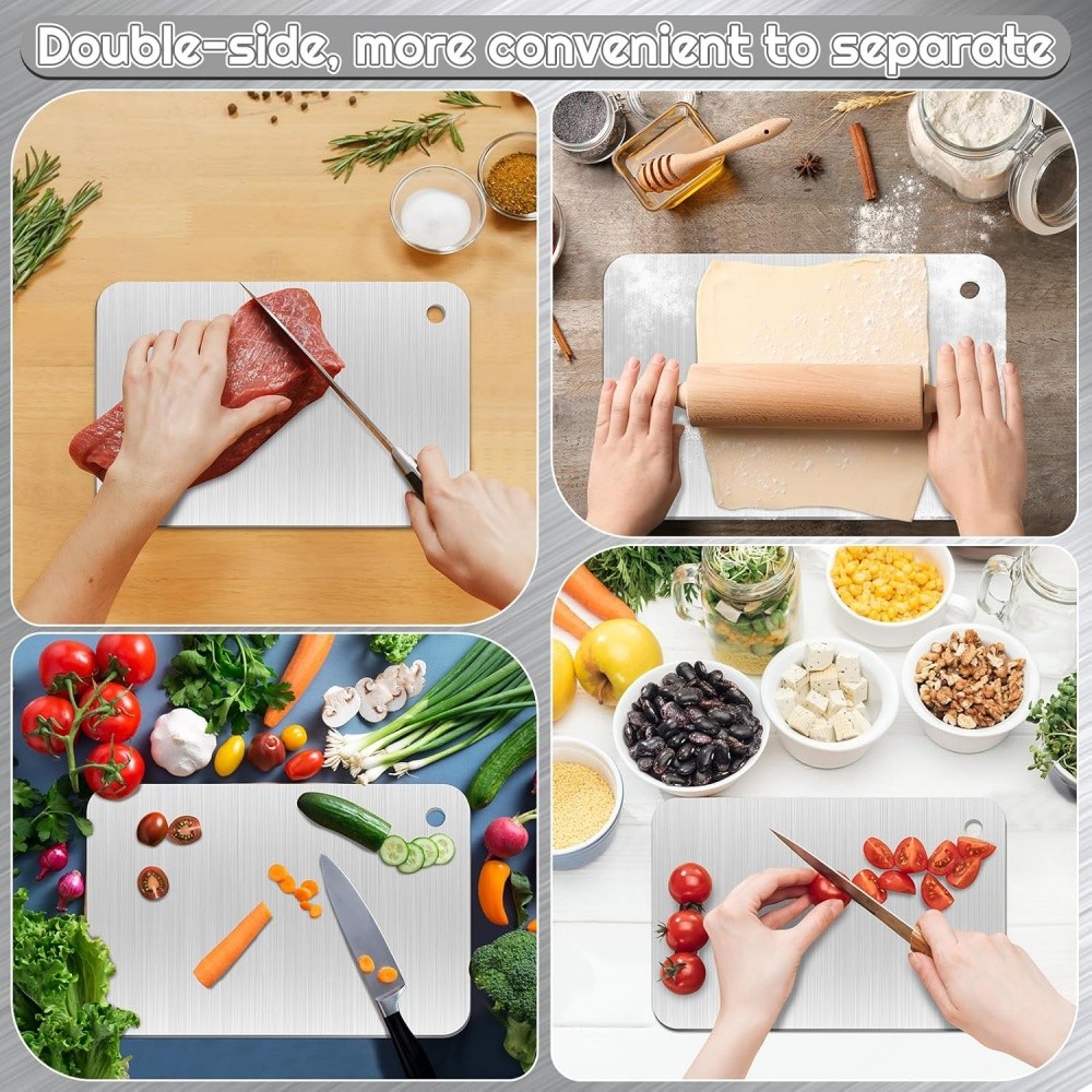 Titanium Cutting Boards for Kitchen, 100% Pure Titanium Double-sided food-grade
