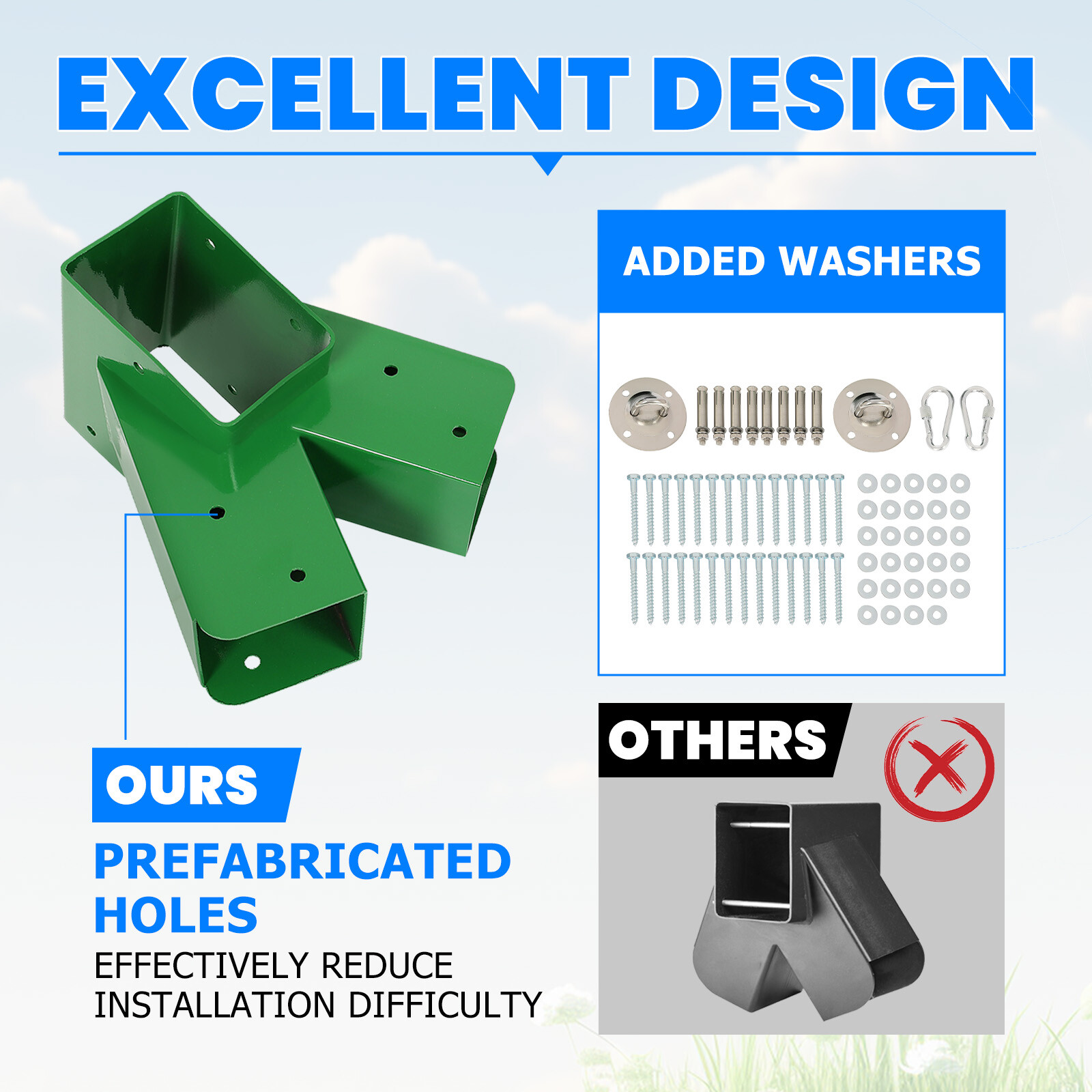 Brand New Pair 1-2-3 A-Frame Swing Set Brackets Complete Set 2 Brackets Green