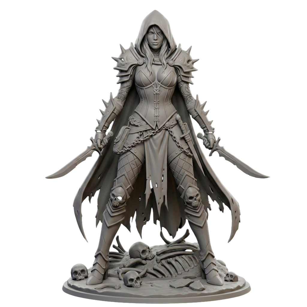 Human Female Rogue Resin Mini D&D 3D Printed Fantasy TTRPG Miniature Dungeons