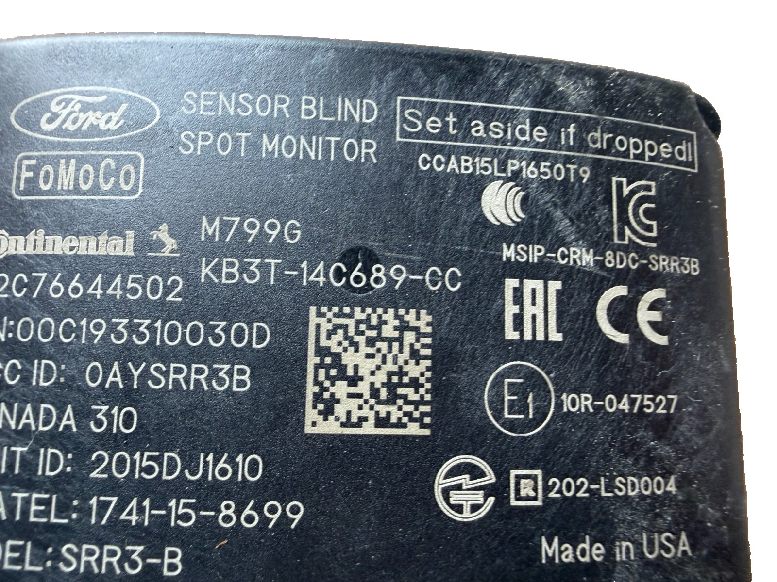 2019-2023 FORD RANGER BLIND SPOT RADAR SENSOR OEM KB3T-14C689-CC