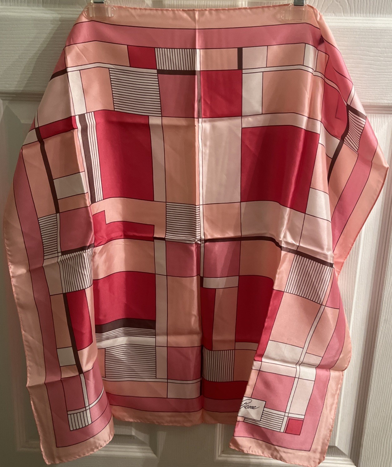 Vintage Jacques Rene Square Scarf Colorful Patchwork Made in Japan 100% Acetate