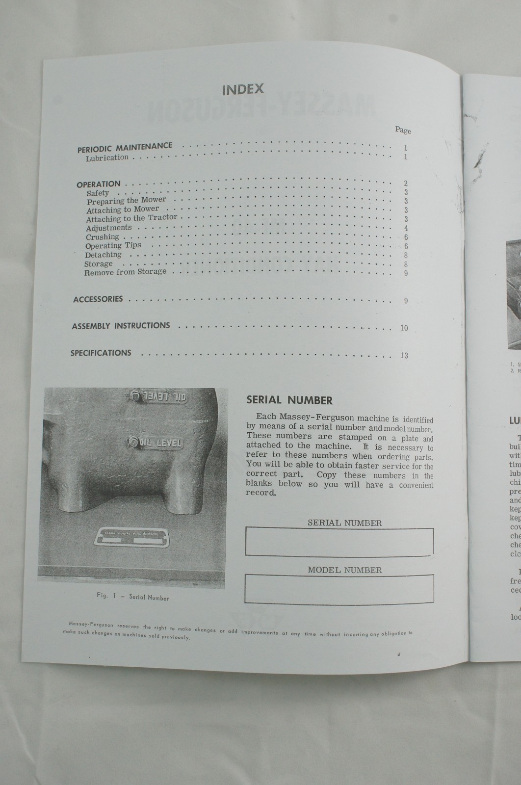 Massey Ferguson MF-40 Hay Conditioner Crimper PTO Driven Owner's Manual