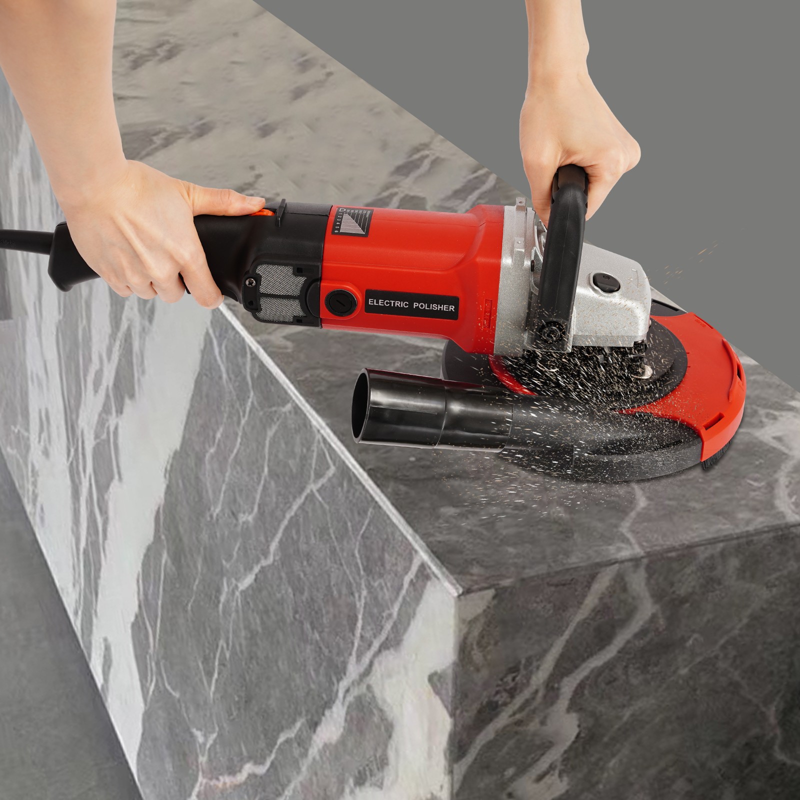 Handhold Concrete Grinder Adjustable Grinding Machine with Dust Extraction Port